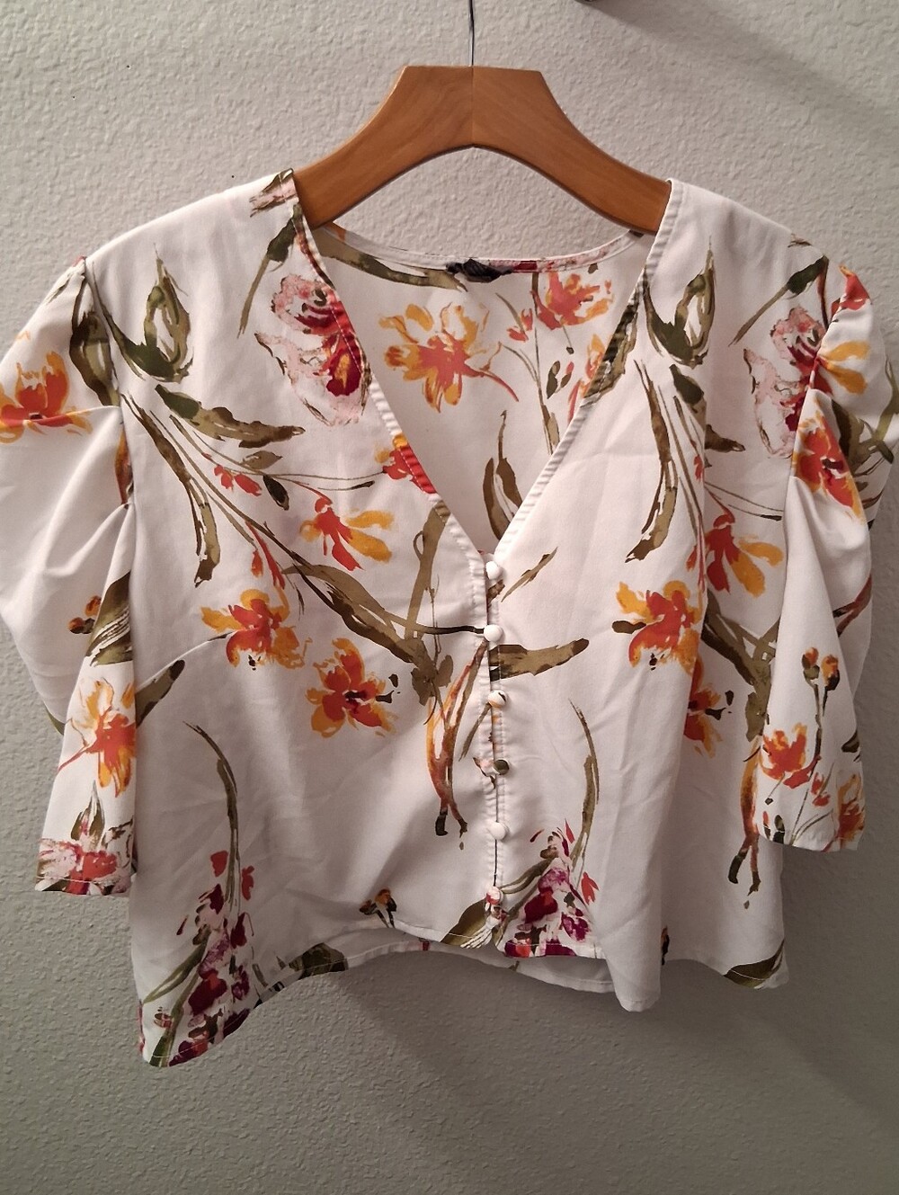 Free Press Floral Crop Top Blouse Large